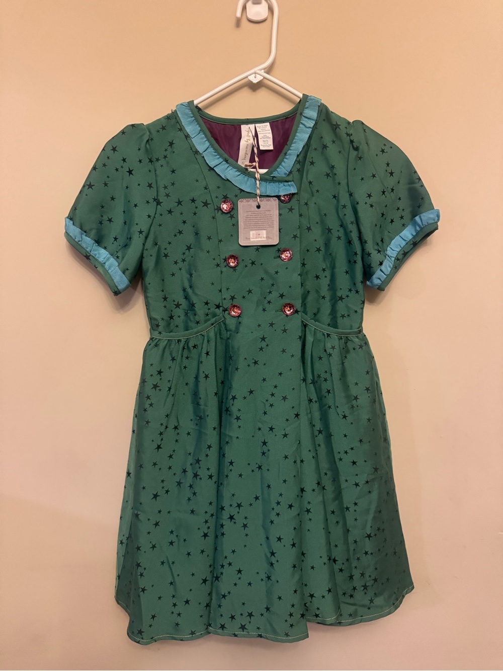 Matilda Jane Green Star-Print Dress with Blue Trim